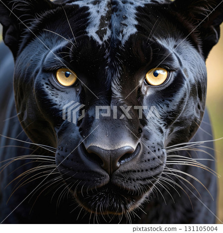 Black panther portrait showing golden eyes and sleek dark fur 131105004