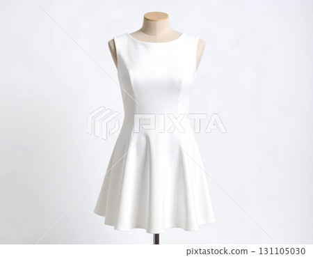 白色背景中穿著白色連身裙的人體模特 131105030