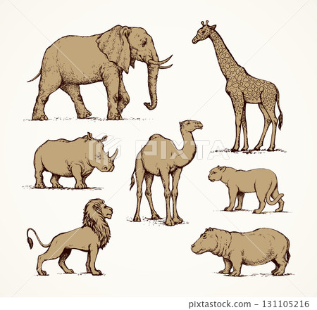 African animals. Vector drawing icon 131105216