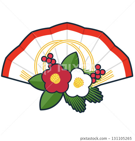 Red and white camellia fan decoration Red and white camellia fan decoration 131105265