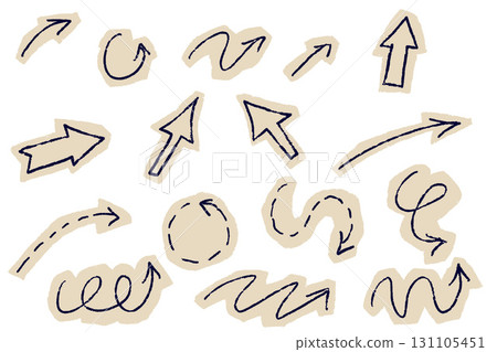 Scrapbook Hand drawn arrows, journal sketch collection with scribble forms on paper stickers, ideal for innovative designs. 131105451