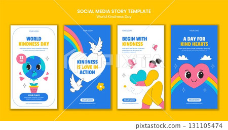 World Kindness Day Flat Cartoon Hand-Drawn Background Illustration for Social Media Stories 131105474