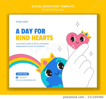 World Kindness Day Flat Cartoon Hand-Drawn Template Illustration for Social Media Post Design 131105480