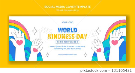 World Kindness Day Flat Cartoon Hand-Drawn Template Illustration for Social Media Cover Design 131105481