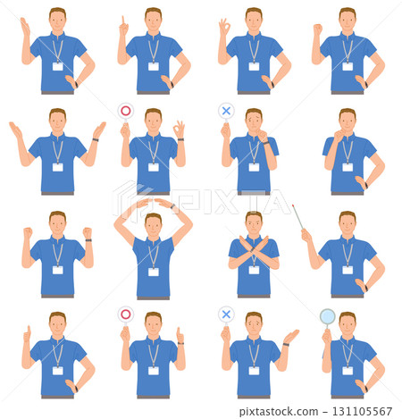 一位身穿 Polo 衫的年輕男健身房工作人員的姿勢 一位身穿 Polo 衫的年輕男健身房工作人員的姿勢 131105567