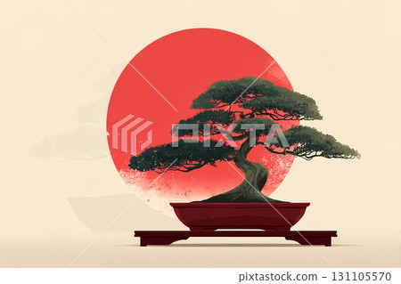 日本國旗與盆景 131105570