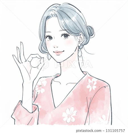 婦女和女孩的水彩和手繪插圖素材 131105757