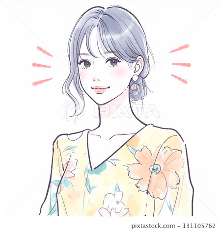 Watercolor and hand-drawn illustration material of women and girls 131105762