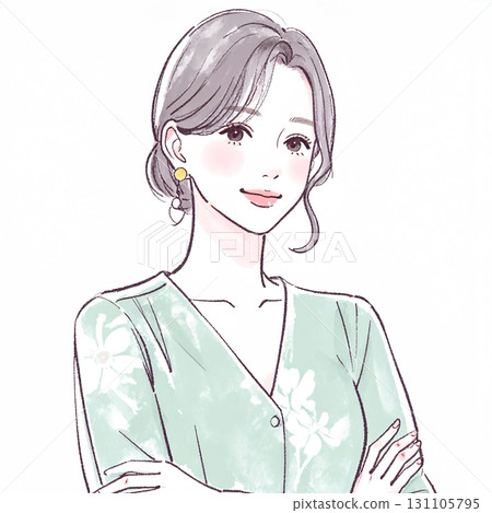 Watercolor and hand-drawn illustration material of women and girls 131105795