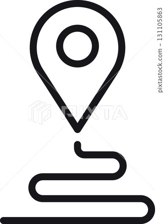 location, map, address icon. Location marker icon with a curved line beneath it. in thin line style 131105863
