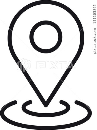 location, map, address icon. Location pin icon with circular wave lines beneath it. in thin line style location, map, address icon. Location pin icon with circular wave lines beneath it. in thin line style 131105865
