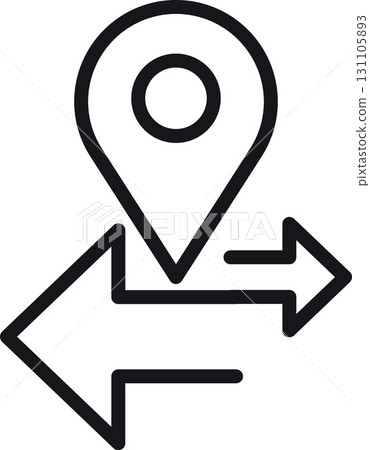 location, map, address icon. Navigation symbol with arrows indicating direction and location. in thin line style 131105893
