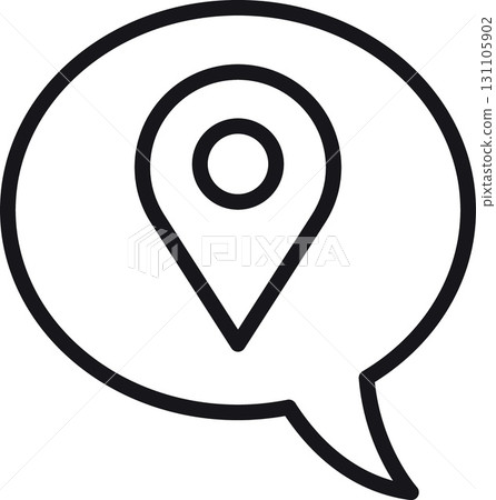 location, map, address icon. Location pin in a speech bubble design for communication. in thin line style 131105902