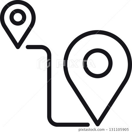 location, map, address icon. Map markers indicating a route or destination. in thin line style 131105905