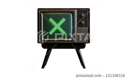 A cross mark on a retro TV monitor 131106316