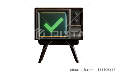 A check mark on a retro TV monitor A check mark on a retro TV monitor 131106317