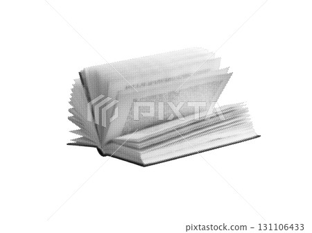 Gray unnamed open book with pages turning close up isolated on white background. Gray unnamed open book with pages turning close up isolated on white background. 131106433