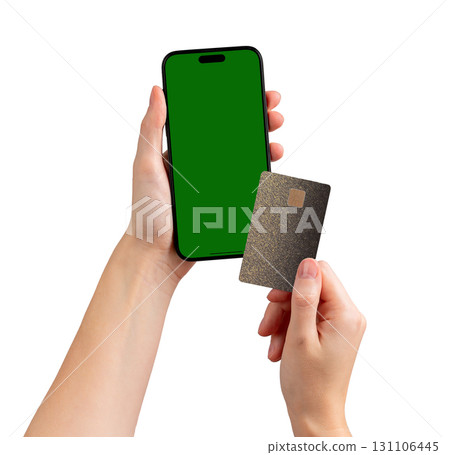 Lodz Poland May 01 2025 Bank credit service. Client holding phone screen for money payment, digital Lodz Poland May 01 2025 Bank credit service. Client holding phone screen for money payment, digital 131106445