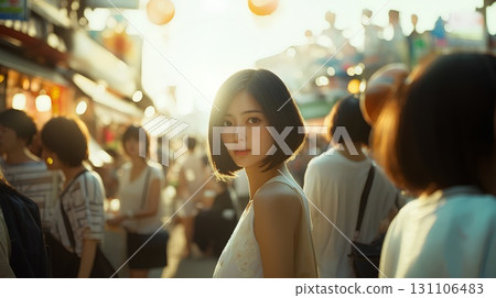 A woman sightseeing at a tourist spot A woman sightseeing at a tourist spot 131106483
