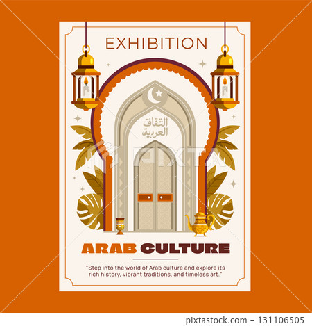 Flat Hand Drawn Arab Culture Poster Flat Hand Drawn Arab Culture Poster 131106505