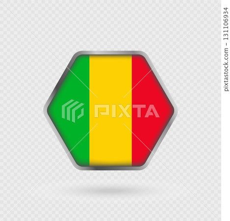 Mali flag in a hexagon frame. Mali flag in a hexagon frame. 131106934