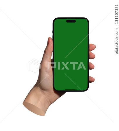 Lodz Poland May 01 2025 Hand holding smartphone with blank screen. Mobile mockup ready for app Lodz Poland May 01 2025 Hand holding smartphone with blank screen. Mobile mockup ready for app 131107321