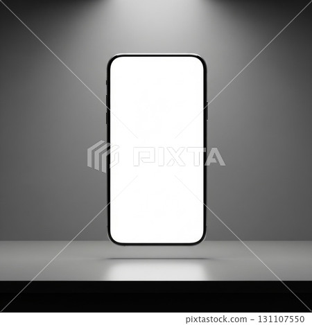 Smartphone with Blank White Screen in Studio Setting Product Display 131107550
