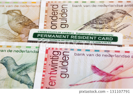 American Permanent Resident Card on Netherlands Antilles money 131107791