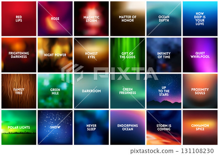 BIG set of 24 square blurred nature dark backgrounds. With various quotes. Sunset and sunrise sea sky blurred blue background 131108230