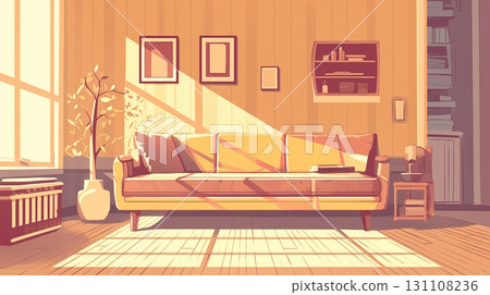 Illustration of a stylish living room Illustration of a stylish living room 131108236