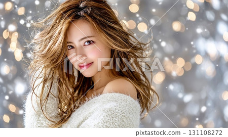 一位美麗女人的迷人冬季時尚肖像 一位美麗女人的迷人冬季時尚肖像 131108272