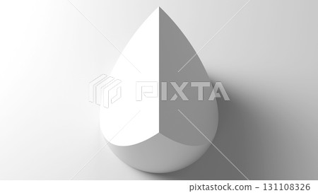 Abstract grayscale image featuring a single, smooth abstract teardrop, 3d render 131108326
