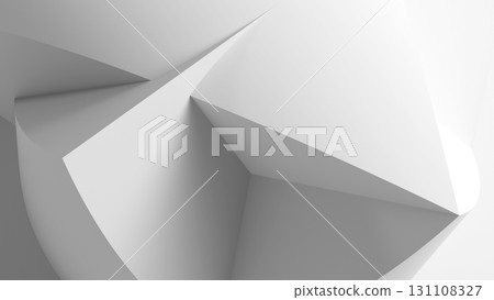 A clean, monochrome scene featuring sharp white geometric planesm A clean, monochrome scene featuring sharp white geometric planesm 131108327