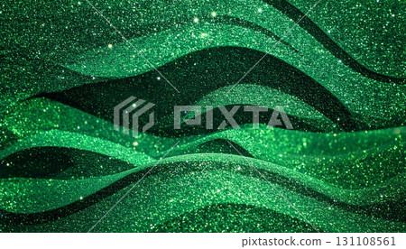 Christmas and party image: Sparkling gold light and fantastic glitter on a green background Christmas and party image: Sparkling gold light and fantastic glitter on a green background 131108561