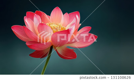 Beautiful Pink Lotus Flower Blooming Gracefully on a Serene Deep Green Background Capturing Nature's Elegance 131108626