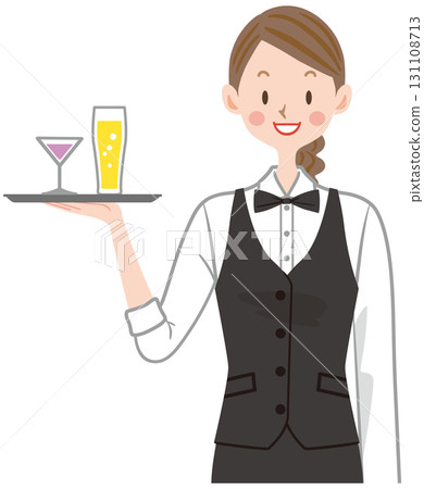 Illustration of a female bartender 131108713