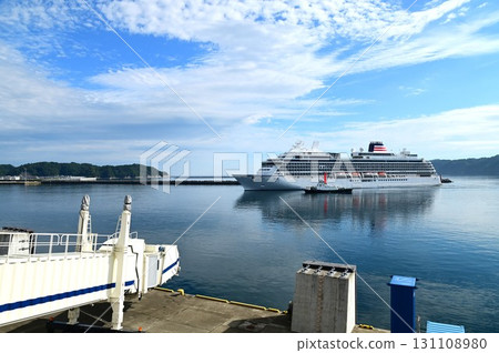 Morning at Miyako Port: Luxury cruise ship Asuka III arrives 131108980
