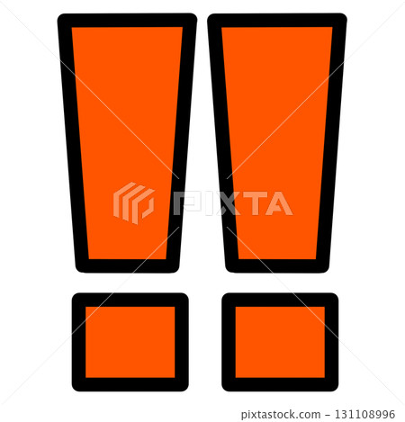 Orange exclamation mark illustration to indicate caution or vigilance 131108996