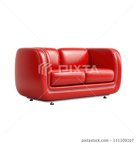 Modern Red Sofa with Smooth Curves and Sleek Design Ideal for Contemporary Living Room or Lounge Spaces 131109107