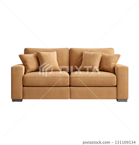 Cozy and Stylish Brown Sofa with Soft Cushions and Modern Design for Living Room or Lounge Area Cozy and Stylish Brown Sofa with Soft Cushions and Modern Design for Living Room or Lounge Area 131109134