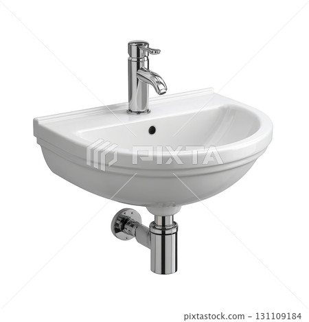 Modern Elegance in Bathroom Design with a Sleek White Sink and Stylish Chrome Faucet Fixture Modern Elegance in Bathroom Design with a Sleek White Sink and Stylish Chrome Faucet Fixture 131109184