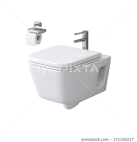 Modern Toilet Design with Elegant White Finish and Stylish Paper Holder for Contemporary Bathrooms 131109227