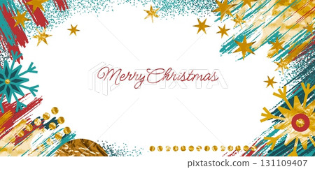 Merry Christmas background banner. Winter holiday New Year celebration greeting card with text, golden grunge glitter texture, festive invitation with winter elements. Vector set Merry Christmas background banner. Winter holiday New Year celebration greeting card with text, golden grunge glitter texture, festive invitation with winter elements. Vector set 131109407
