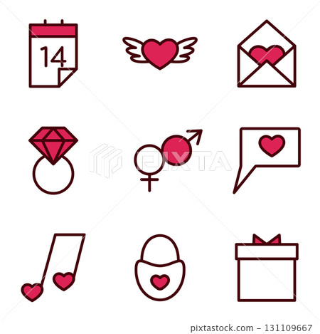 set of valentines day icons set of valentines day icons 131109667