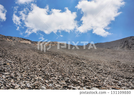 Idyllic summer landscape with hiking trail in the mountains with beautiful stones, National park. Nice view. Kyrgyzstan 131109880