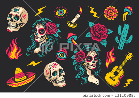 Day Of The Dead Vector Symbols Set 131109885
