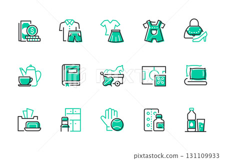 Types of donation - set of line design style icons 131109933