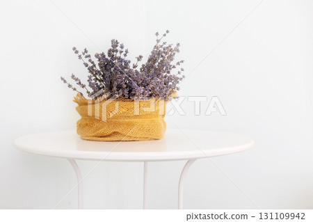 Bunch of lavender flowers on white background Bunch of lavender flowers on white background 131109942
