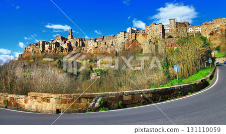 scenic tufa town Pitigiano, Tuscany , Italy scenic tufa town Pitigiano, Tuscany , Italy 131110059