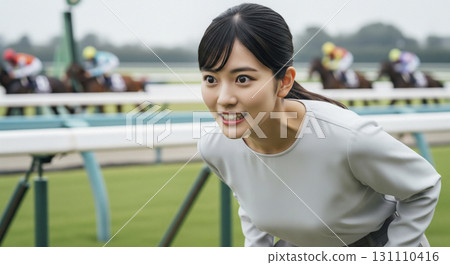 A woman addicted to horse racing 131110416
